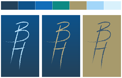 Final colour palette swatches and logos/wordmarks